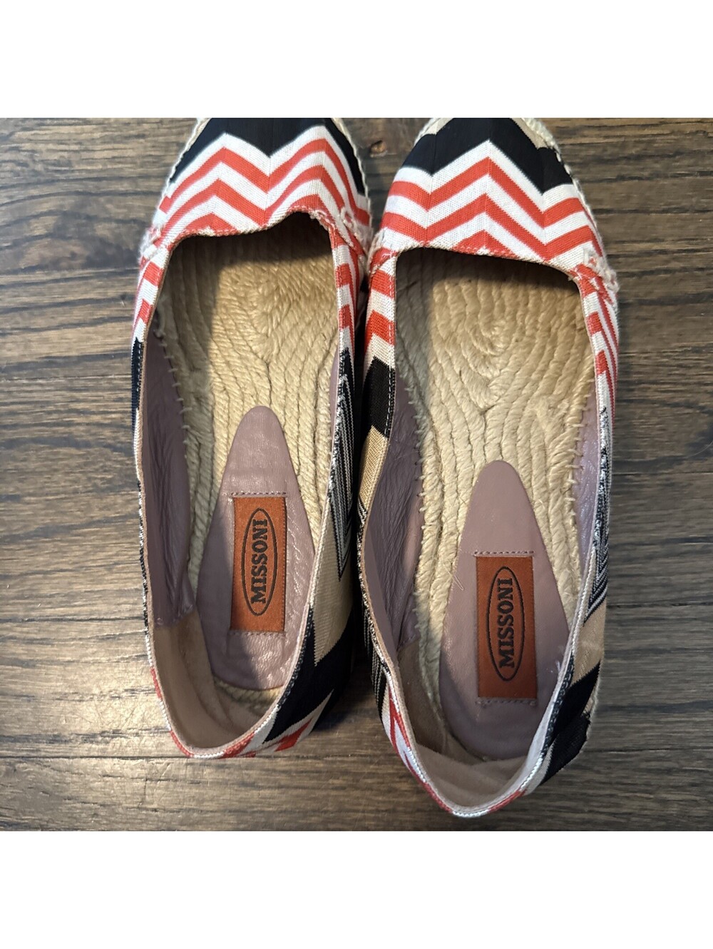 Missoni Chevron Espadrille Flats Multicolor Red Black Made in Spain Size 40